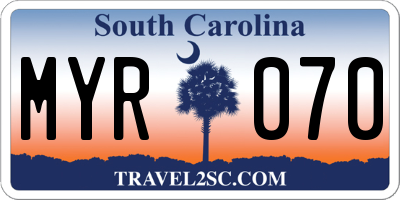 SC license plate MYR070