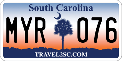 SC license plate MYR076