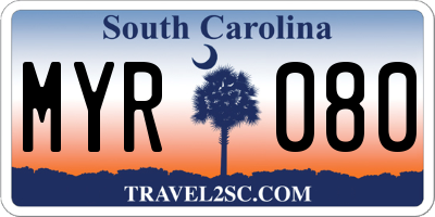 SC license plate MYR080
