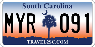 SC license plate MYR091