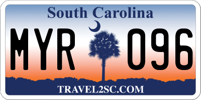 SC license plate MYR096