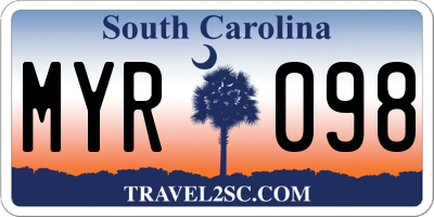 SC license plate MYR098