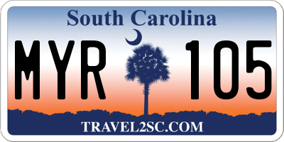 SC license plate MYR105