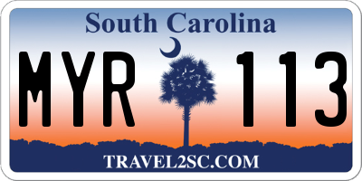 SC license plate MYR113