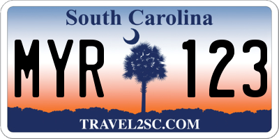 SC license plate MYR123