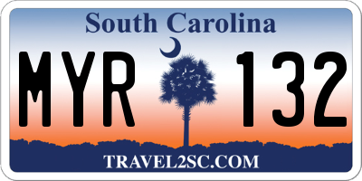SC license plate MYR132