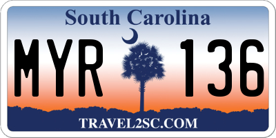 SC license plate MYR136
