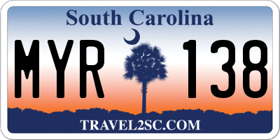 SC license plate MYR138