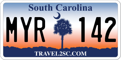 SC license plate MYR142
