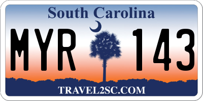 SC license plate MYR143