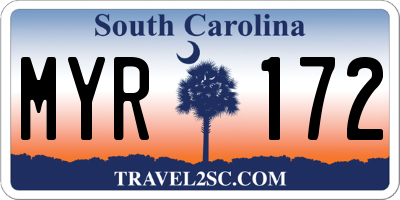 SC license plate MYR172