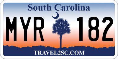 SC license plate MYR182