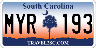 SC license plate MYR193