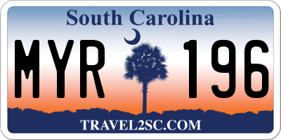 SC license plate MYR196