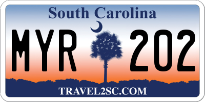 SC license plate MYR202