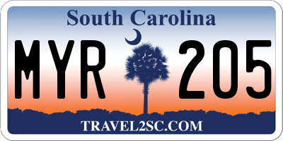 SC license plate MYR205