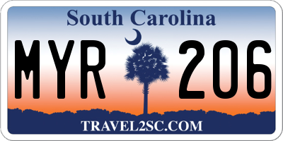 SC license plate MYR206