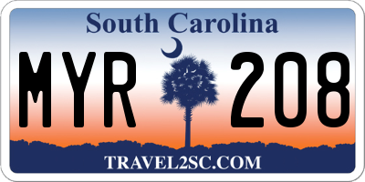 SC license plate MYR208