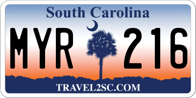 SC license plate MYR216