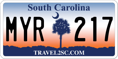 SC license plate MYR217