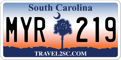 SC license plate MYR219