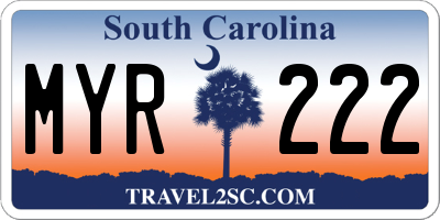 SC license plate MYR222