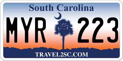 SC license plate MYR223