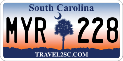 SC license plate MYR228