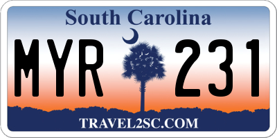 SC license plate MYR231