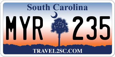 SC license plate MYR235