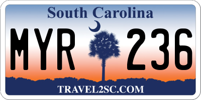 SC license plate MYR236