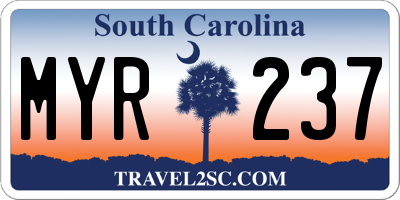 SC license plate MYR237