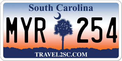 SC license plate MYR254