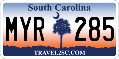 SC license plate MYR285