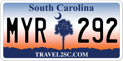 SC license plate MYR292