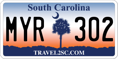 SC license plate MYR302