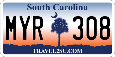 SC license plate MYR308