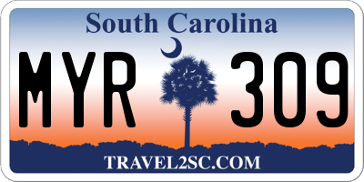 SC license plate MYR309