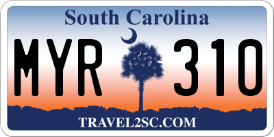 SC license plate MYR310