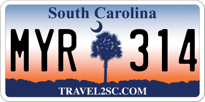 SC license plate MYR314