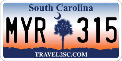 SC license plate MYR315