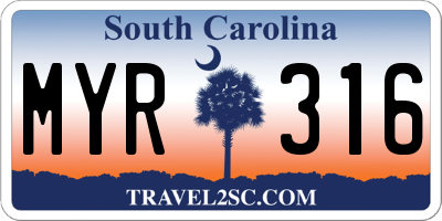 SC license plate MYR316