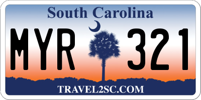 SC license plate MYR321