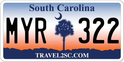 SC license plate MYR322