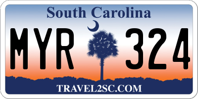 SC license plate MYR324