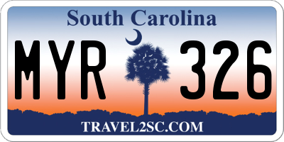 SC license plate MYR326