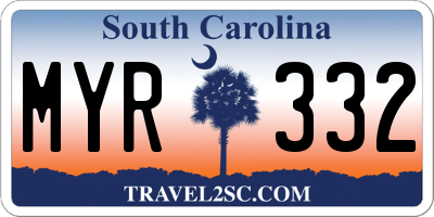 SC license plate MYR332
