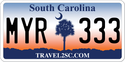 SC license plate MYR333