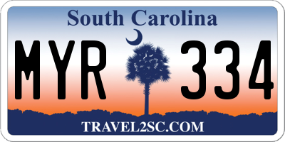 SC license plate MYR334