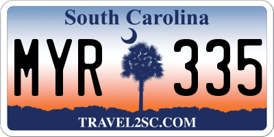 SC license plate MYR335